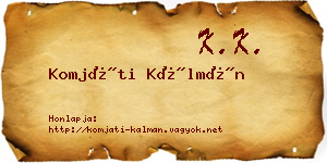 Komjáti Kálmán névjegykártya